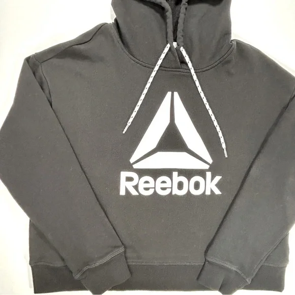 Reebok Black Crop Hoodie Sweatshirt Size Medium Women's - Picture 3 of 7
